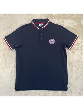 FC Bayern Munchen Munich Embroidered Polo Mens L Navy Blue Golf Soccer Football